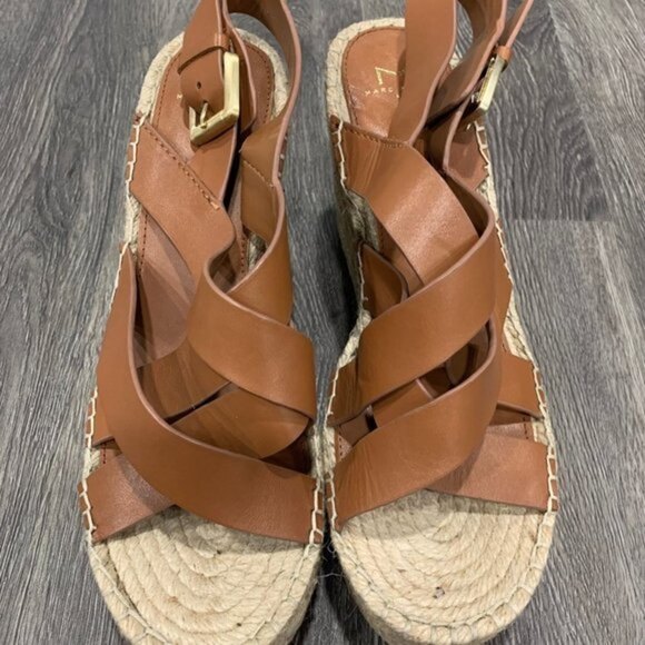 Marc Fisher | NWOB ALENNI ESPADRILLE WEDGE Heel Sandals Namle Leather Size 10 - Picture 5 of 10